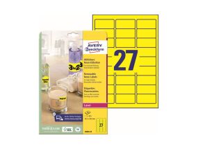 Sticker label removable AVERY Zweckform 63.5x29.6mm 25 sheets per pack neon yellow (L6004REV-25)