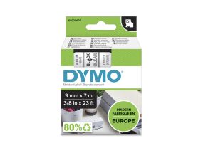 Kleepkirjalintmarkeerimislint DYMO 40910 9mm x 7m must kiriläbipaistval