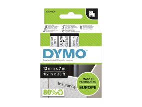 Kleepkirjalintmarkeerimislint DYMO D1 45010 12mm x 7m mustläbipaistev