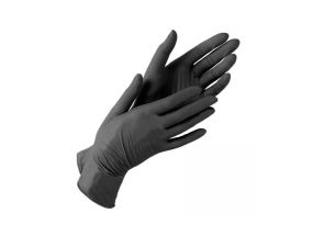 Перчатки резиновые перчатки нитриловые без пудры S черные 100 шт.