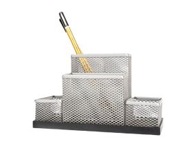 Pencil cup/table set metal silver FORPUS