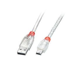 CABLE USB2 A TO MINI-B 0.5M/TRANSPARENT 41781 LINDY