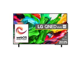 TV Set LG 75" 4K/Smart 3840x2160 Wireless LAN Bluetooth webOS Black 75QNED85A3C