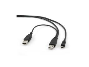 CABLE USB2 DUAL AM-MINI 0.9M/BLACK CCP-USB22-AM5P-3 GEMBIRD