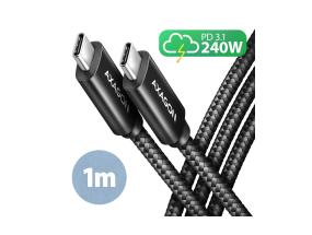 CABLE USB-C TO USB-C 1M 240W/BRAID BLK BUCM2-CM10AB AXAGON