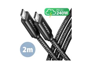 CABLE USB-C TO USB-C 2M 240W/BRAID BLK BUCM2-CM20AB AXAGON
