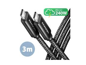 CABLE USB-C TO USB-C 3M 240W/BRAID BLK BUCM2-CM30AB AXAGON