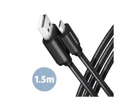 CABLE USB2.0 TO MICRO-USB 1.5M/HQ BLK BUMM-AM15AB AXAGON