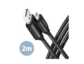 CABLE USB2.0 TO MICRO-USB 2M/HQ BLK BUMM-AM20AB AXAGON