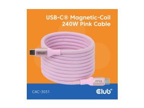 CABLE USB-C TO USB-C 2M/MAGNETIC PINK CAC-3031 CLUB3D