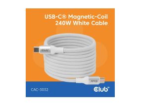 CABLE USB-C TO USB-C 2M/MAGNETIC WHITE CAC-3032 CLUB3D