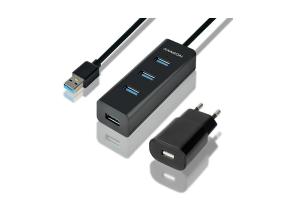 I/O HUB USB3.0 4PORT CHARGING/W/AC 1.2M HUE-S2BP AXAGON