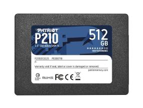 SSD PATRIOT P210 512GB SATA 3.0 Write speed 430 MBytes/sec Read speed 520 MBytes/sec 2,5" TBW 240...
