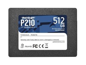 SSD PATRIOT P210 512GB SATA 3.0 Write speed 430 MBytes/sec Read speed 520 MBytes/sec 2,5&quot; TBW 240...