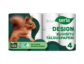 Majapidamispaber 2 kihiline, SERLA Orava, 4 rulli mustriga