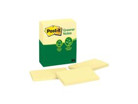Märkmepaber 76x127mm POST-IT Recycled 655 kollane 6x100 lehte