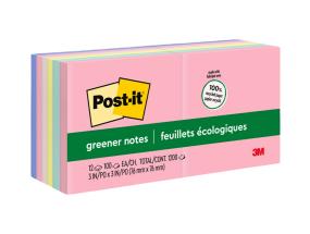 Märkmepaber 76x76mm POST-IT Recycled 654RP pastelsed 12x100 lehte
