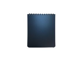Notepad in spiral binding from above A6 SMLT square 60 pages plastic covers black