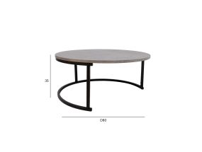 Coffee table BRITU D80xH35cm, grey, MDF, metal