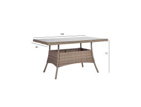 Laud TOSCANA 140x80xH73cm, beeþ, alumiinium, plastikpunutis, klaas