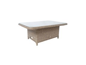Стол PACIFIC 120x80xH46/65см серо-бежевый стекло пластиковая оплетка алюминий