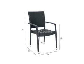 Chair WICKER-3 with armrests 59x66xH91cm, black