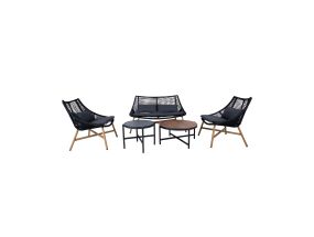 Aiamööblikomplekt HELSINKI diivan, 2 tooli ja 2 lauda, must