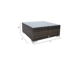 Coffee table SEVILLA NEW 71x71xH30cm, dark brown, aluminum, plastic braid