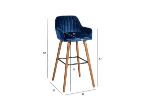Bar chair ARIEL 48x52xH97cm, cover material: fabric, color: sea blue, beech wood legs