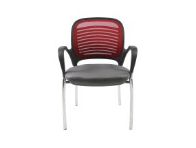 Customer chair TORINO, 59x59xH84cm, grey/burgundy, polyester fabric, plastic