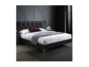 Bed POEM 160x200cm, dark grey, 164.5x208xH100cm, MDF, metal, polyester fabric