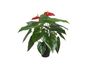 Искусственное растение АНТУРИУМ, H45см, цветок фламинго, черный горшок