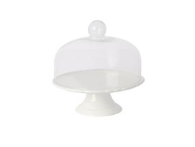 Koogivaagen jalaga SOFIA, D28xH9,5/27cm, klaaskupliga, valge