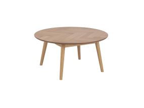 Coffee table NAGANO, D90xH45cm, "fishtail" oak
