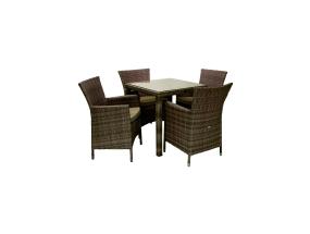 Aiamööbli komplekt WICKER laud ja 4 tooli, tumepruun