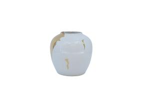 Vaas TITAN STONE D20xH18cm, valge/kuldne jõgi