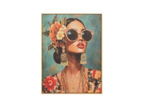 Seinapilt raamiga 80x100cm, naine lilledega