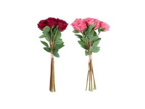 Kunstlill FLOWERLY 9tk roosid kimbus, punane või roosa, mix