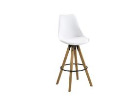 Baaritool DIMA 48,5x55xH111,5cm, valge PU, jalad: tamm