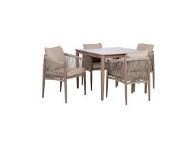 Aiamööblikomplekt MEDINA laud ja 4 tooli, beež