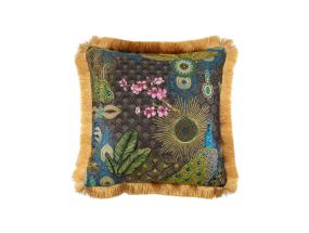 Padi GLAMUUR 45x45cm lukuga, karvase äärega, paabulind, kangas 50% puuvill, 50% polüester, kangas 044/317