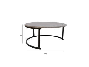 Diivanilaud BRITU D80xH35cm, hall, MDF, metall