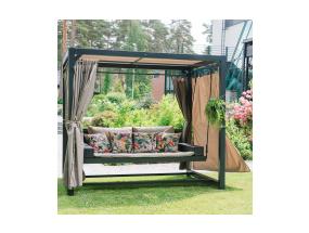 Aiakiik BARCELONA 236x180xH210cm, pruun/beeþ, teras, plastikpunutis, polüesterkangas