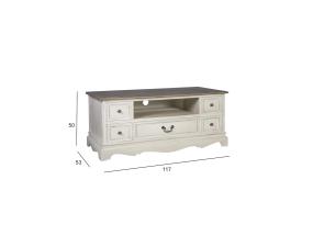 TV-laud SAMIRA NEW, 5-sahtliga, 117x53xH50cm, materjal: puit, värvus: antiikvalge/pruun