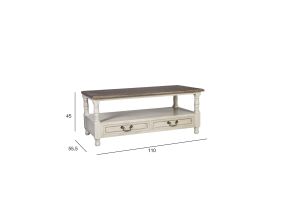 Diivanilaud SAMIRA NEW 110x55,5xH45cm, antiikvalge/naturaalne