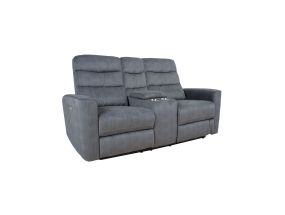 Recliner sofa GASTON 2-seater, electric, grey velvet