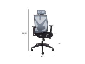 Arvutitool/kontoritool MIKE 64x65xH110-120cm, must/hall