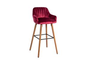 Baaritool ARIEL 48x52xH97cm, kattematerjal: kangas, värvus: veinipunane, pöögipuidust jalad