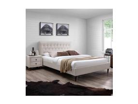 Voodi EMILIA 180x200cm, beež, 186,5x219xH105cm, MDF, puit, polüesterkangas