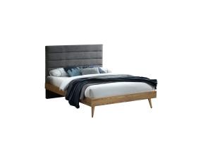 Voodi ROMAN 160x200cm, hall kangas/tamm